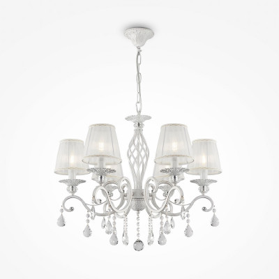  Maytoni - Modello: Grace - Lampadario in stile classico con pendenti in cristallo a sei braccia - Colore: Bianco/Oro - Attacco Lampadina: E14 - 6 Lampadine - Watt 40W - Dimmerabile: NO - Grado di Protezione: IP20 - SKU: ARM247-06-G - Codice EAN: 4260361981844 