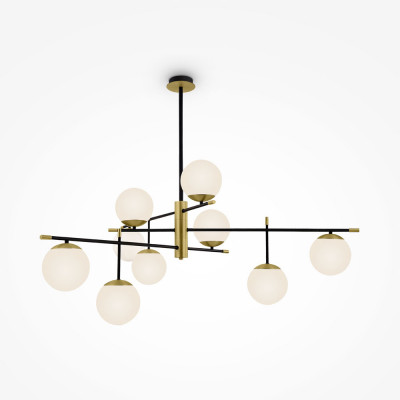  Maytoni - Modello: Nostalgia - Lampadario moderno per soggiorno con paralumi a bocce di vetro - Colore: Oro - Attacco Lampadina: E14 - 9 Lampadine - Watt 40W - Dimmerabile: NO - Grado di Protezione: IP20 - SKU: MOD048PL-09G - Codice EAN: 4251110046297 