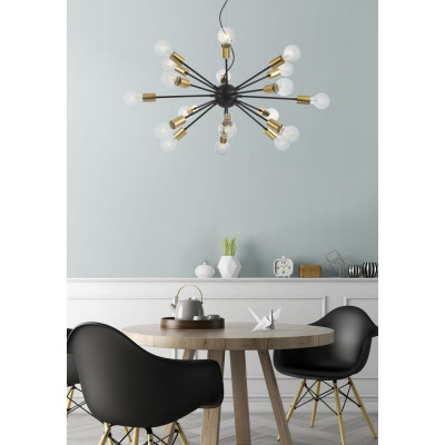  Maytoni - Jackson - Sospensione grande con montatura in metallo e 18 lampadine - Colore: Nero - 18 Lampadine E27 7W - IP20 - SKU: T546PL-18B 