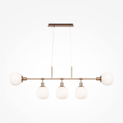  Maytoni - Erich - Sospensione in metallo con diffusori in vetro in stile moderno - Colore: Ottone - 5 Lampadine E14 40W - IP20 - SKU: MOD221-PL-05-G 