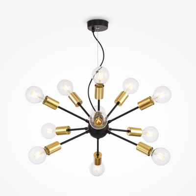  Maytoni - Jackson - Sospensione in stile moderno con struttura in metallo e 12 lampadine - Colore: Nero - 12 Lampadine E27 7W - IP20 - SKU: T546PL-12B 