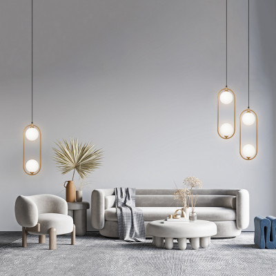 Maytoni - Ring - Sospensione moderna con struttura regolabile e diffusori in vetro - 2 Lampadine G9 25W - IP20 - SKU: MOD013PL-02 