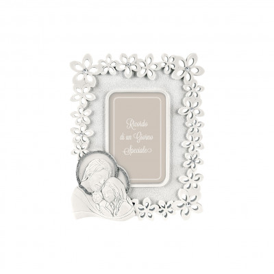  Bongelli Preziosi - Bomboniera Battesimo - Portafoto piccolo con Sacra Famiglia e Fiori - SKU: ME1447/1 - Codice EAN: 1234567005485 