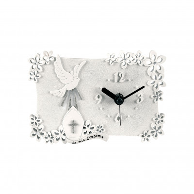  Bongelli Preziosi - Bomboniera Cresima - Orologio da Tavolo con Colomba e Fiori - SKU: ME1454 - Codice EAN: 1234567005584 