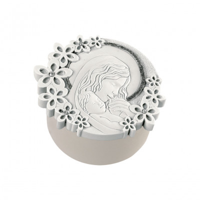  Bongelli Preziosi - Bomboniera Battesimo - Scatolina Portagioie con la Maternità e con Fiori attorno - SKU: ME1458 - Codice EAN: 1234567005638 