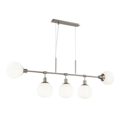  Maytoni - Erich - Sospensione moderna regolabile con diffusori in vetro in stile moderno - Colore: Nichel - 5 Lampadine E14 40W - IP20 - SKU: MOD221-PL-05-N 