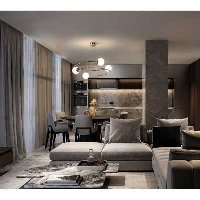  Maytoni - Balance - Lampada a sospensione grande struttura in metallo e diffusori a bocce in vetro - 6 Lampadine G9 40W - IP20 - SKU: MOD317PL-06 