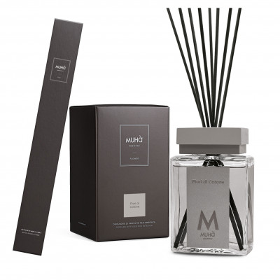  Muhà - Modello: Perfume - Profumazione per ambiente con diffusore in bottiglia e bastoncini - Colore: Grigio Chiaro - SKU: B508 - Codice EAN: 8054619816844 