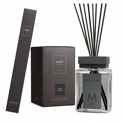  Muhà - Modello: Perfume - Profumazione per ambiente con diffusore in bottiglia e bastoncini - Colore: Grigio Scuro - SKU: B509 - Codice EAN: 8054619816851 