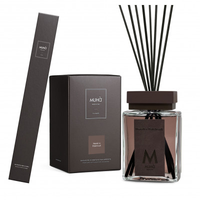  Muhà - Modello: Perfume - Profumazione per ambiente con diffusore in bottiglia e bastoncini - Colore: Marrone Scuro - SKU: B507 - Codice EAN: 8054619816837 
