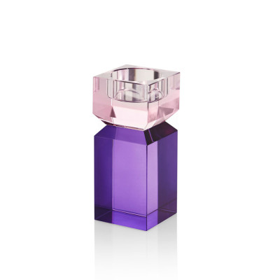  Ottaviani - Portacandela in cristallo dal design moderno alto - Colore: Rosa/Viola - SKU: 800416G - Codice EAN: 8056284626667 