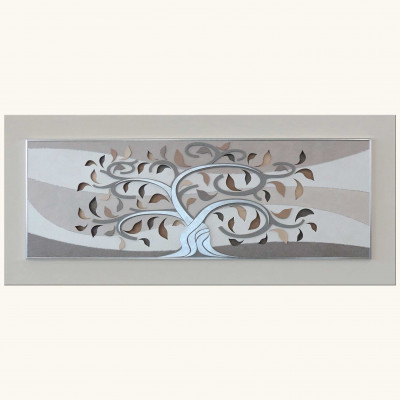  Artitalia - Pannello in legno in rilievo decori materici e foglia argento "Tree I" 155x65 - Tema Quadro: Array - Realizzazione Quadro: Pannelli in Legno - SKU: PD1023 - Codice EAN: 1234567149110 