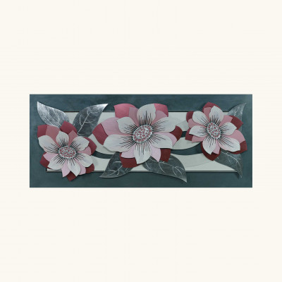  Artitalia - Pannello in legno con decori materici in rilievo dallo stile moderno 155x65 - Tema Quadro: Floreali - Realizzazione Quadro: Pannelli in Legno - SKU: PD1037 - Codice EAN: 1234567149813 