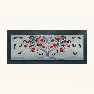  Artitalia - Quadro in legno albero della vita in rilievo dettagli foglia argento 155x65 - Colore: Rosso - Tema Quadro: Astratti - Realizzazione Quadro: Pannelli in Legno - SKU: PD1043 