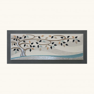  Artitalia - Quadro contemporaneo in rilievo e decori in resina e foglia argento 155x65 - Tema Quadro: Astratti - Realizzazione Quadro: Pannelli in Legno - SKU: PD1053 - Codice EAN: 1234567150086 