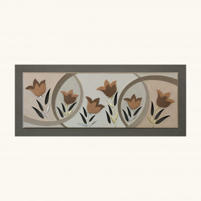  Artitalia - Quadro moderno floreale decori in resina in rilievo e foglia oro/argento 155x65 - Tema Quadro: Array - Realizzazione Quadro: Pannelli in Legno - SKU: PD1060 - Codice EAN: 1234567149226 