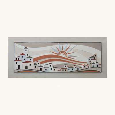  Artitalia - Quadro pannello interamente in legno con paesaggio e dettagli in rilievo 155x65 - Tema Quadro: Paesaggi - Realizzazione Quadro: Pannelli in Legno - SKU: PD1077 - Codice EAN: 1234567150062 