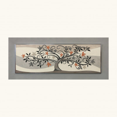  Artitalia - Pannello in legno in stile moderno con albero della vita dettagli argento 155x65 - Tema Quadro: Figurativi - Realizzazione Quadro: Pannelli in Legno - SKU: PD1080 - Codice EAN: 1234567150147 