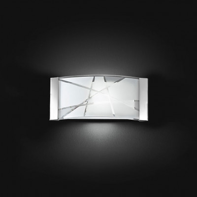  Perenz - Modello: Fish - Applique rettangolare piccola moderna in metallo con paralume in vetro decorato - Colore: Bianco - Attacco Lampadina: E27 - 1 Lampadina - Watt 60W - Dimmerabile: NO - Grado di Protezione: IP20 - Classe Energetica: A+ - SKU: 5944 - Codice EAN: 8023559501974 