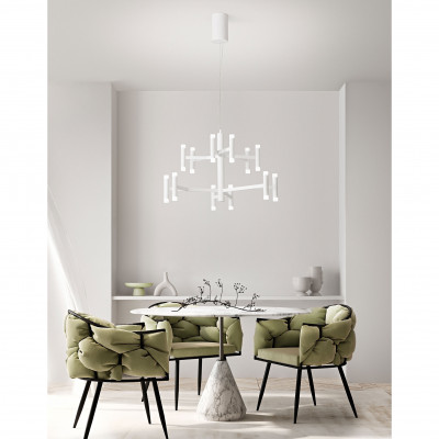  Perenz - Candles - Lampada a sospensione a led struttura in metallo e diffusori in acrilico - 12 Lampadine Led Integrato 68W - Lumen 4690 - Gradi Kelvin 3000k Luce Calda - IP20 - SKU: 8268 