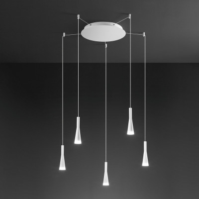  Perenz - Cone - Lampada a sospensione a ragno struttura in metallo e 5 diffusori a led - 5 Lampadine Led Integrato 35W - Lumen 2070 - Gradi Kelvin 3000k Luce Calda - IP20 - SKU: 8208 