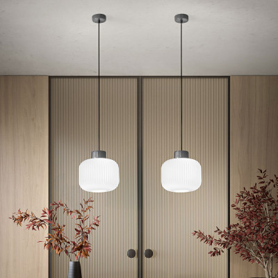  Perenz - Lucerna - Lampada a sospensione con struttura in metallo e diffusore in ceramica - Colore: Bianco - 1 Lampadina E27 40W - IP20 - SKU: 8520B 