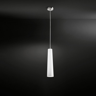  Perenz - Canna - Lampada a sospensione con struttura in metallo e diffusore in vetro satinato - Colore: Bianco - 1 Lampadina E27 60W - IP20 - SKU: 6338 