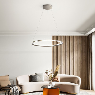  Perenz - Edge - Lampada a sospensione grande a led con struttura in metallo rotonda - 1 Lampadina Led Integrato 98W - Lumen 7840 - Gradi Kelvin 3000k Luce Calda - IP20 - SKU: 8203 