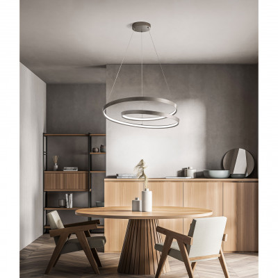  Perenz - Ritmo - Lampada a sospensione grande a led struttura in metallo e diffusore a spirale - 1 Lampadina Led Integrato 70W - Lumen 5600 - Gradi Kelvin 3000k Luce Calda - IP20 - SKU: 6618 