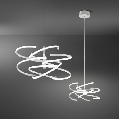  Perenz - Nest - Lampada a sospensione grande a led struttura in metallo - Colore: Bianco - 1 Lampadina Led Integrato 80W - Lumen 6400 - Gradi Kelvin 3000k Luce Calda - IP20 - SKU: 6397BCTD 