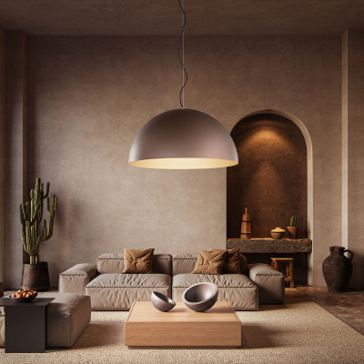  Perenz - Steel - Lampada a sospensione grande con struttura e diffusore in metallo a mezza luna - 3 Lampadine E27 60W - IP20 - SKU: 8563 