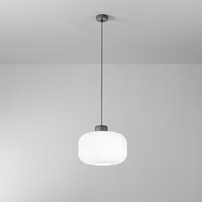  Perenz - Lucerna - Lampada a sospensione grande con struttura in metallo e diffusore in ceramica - Colore: Bianco - 1 Lampadina E27 40W - IP20 - SKU: 8518B 