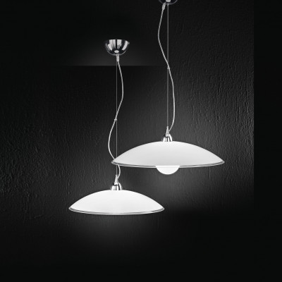  Perenz - Skirt - Lampada a sospensione grande struttura in metallo con diffusore in vetro - Colore: Bianco - 1 Lampadina E27 60W - SKU: 6004 