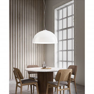  Perenz - Bell - Lampada a sospensione in metallo con diffusore in vetro soffiato a campana - Colore: Bianco - 1 Lampadina E27 60W - IP20 - SKU: 8552B 