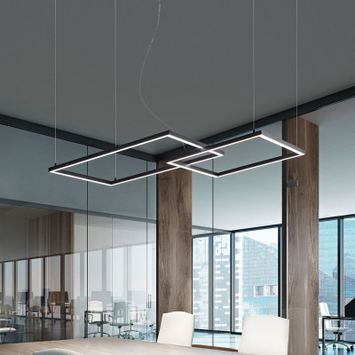  Perenz - Cross - Lampada a sospensione led in metallo e diffusore in acrilico dal design moderno - 1 Lampadina Led Integrato 64W - Lumen 4800 - Gradi Kelvin 3000k-4000k-6000k - IP20 - SKU: 6593 