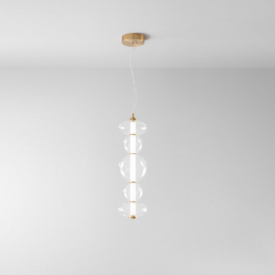  Perenz - Bubbles - Lampada a sospensione media a led con struttura in metallo diffusore in vetro - Colore: Oro - 1 Lampadina Led Integrato 38W - Lumen 3040 - Gradi Kelvin 3000k Luce Calda - IP20 - SKU: 8163TRLC 