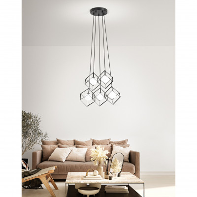  Perenz - Cube - Lampada a sospensione moderna con 5 diffusori in metallo - 5 Lampadine G9 28W - IP20 - SKU: 8148 