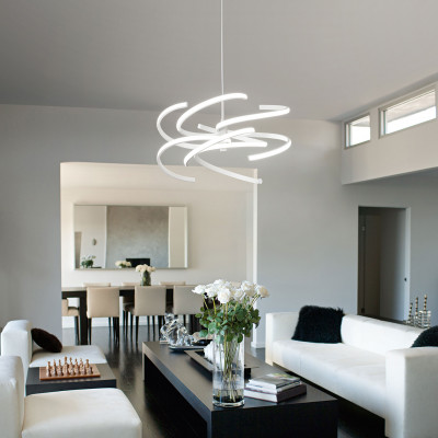  Perenz - Nest - Lampada a sospensione piccola a led struttura in metallo - Colore: Bianco - 1 Lampadina Led Integrato 60W - Lumen 4800 - Gradi Kelvin 3000k-4000k-6000k - IP20 - SKU: 6396BCTD 