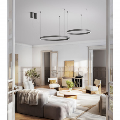  Perenz - Etere - Lampada a sospensione piccola con diffusore in alluminio rotondo a led - 1 Lampadina Led Integrato 72W - Lumen 5040 - Gradi Kelvin 3000k Luce Calda - IP20 - SKU: 8282 