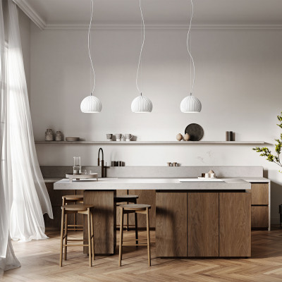  Perenz - Minea - Lampada a sospensione piccola dal design moderno con diffusore in gesso - Colore: Bianco - 1 Lampadina E27 40W - IP20 - SKU: 8418B 