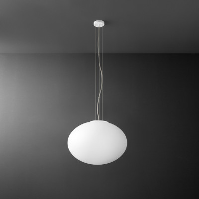  Perenz - Saturno - Lampada a sospensione struttura in metallo diffusore grande a boccia di vetro - Colore: Bianco - 3 Lampadine E27 60W - IP20 - SKU: 8541B 