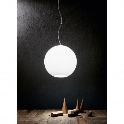  Perenz - Ufo - Lampada a sospensione struttura in metallo diffusore medio in vetro a boccia - Colore: Bianco - 1 Lampadina E27 60W - IP20 - SKU: 6477B 