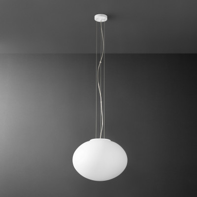  Perenz - Saturno - Lampada a sospensione struttura in metallo diffusore piccolo a boccia di vetro - Colore: Bianco - 2 Lampadine E27 60W - IP20 - SKU: 8540B 