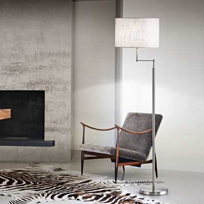  Perenz - Modello: Round Hotel - Piantana dal design moderno in cromo spazzolato con paralume in tessuto - Colore: Cromato - Attacco Lampadina: E27 - 1 Lampadina - Watt 40W - Classe Energetica: A++ - SKU: 6164 - Codice EAN: 8023559504876 