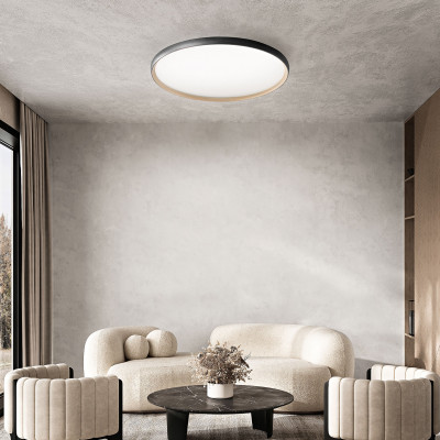  Perenz - Modello: Halo - Plafoniera da soffitto grande con led dimmerabile struttura in metallo rotonda - Attacco Lampadina: Led Integrato - 1 Lampadina - Watt 45W - Lumen 4437 - Dimmerabile: SI - Gradi Kelvin 3000k-4000k-6000k - Grado di Protezione: IP20 - SKU: 8388 