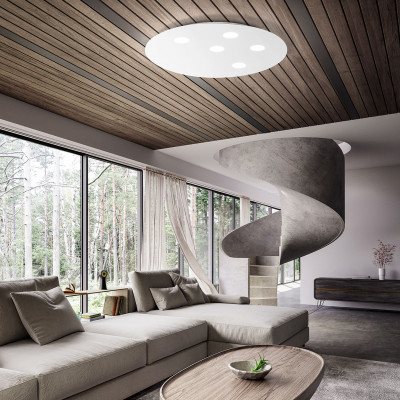  Perenz - Modello: Random - Plafoniera grande a led con struttura in alluminio rotonda dal design moderno - Colore: Bianco - Attacco Lampadina: Led Integrato - 1 Lampadina - Watt 45W - Lumen 6160 - Dimmerabile: NO - Gradi Kelvin 3000k Luce Calda - Grado di Protezione: IP20 - SKU: 8192BLC - Codice EAN: 8023559540904 