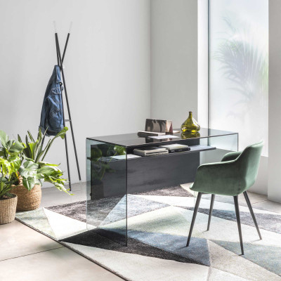  Pezzani - Modello: Scriba - Scrivania con ante e ripiano in vetro e corpo interno in legno - SKU: 0/84 