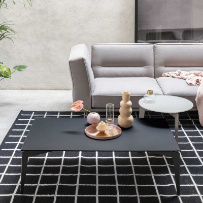  Pezzani - Nordic - Tavolino da salotto rettangolare in acciaio sabbiato con ripiano in vetro - SKU: 0/224 