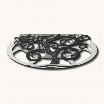  Artitalia - Quadro albero della vita in rilievo in legno dettagli foglia argento 155x65 - Colore: Antracite - Tema Quadro: Astratti - Realizzazione Quadro: Pannelli in Legno - SKU: PS604 