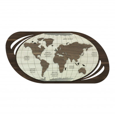  Artitalia - Quadro moderno con la mappa del mondo su legno in 3d "Planisfero I" 120x60 - Tema Quadro: Planisfero - Realizzazione Quadro: Pannelli in Legno - SKU: PS625 